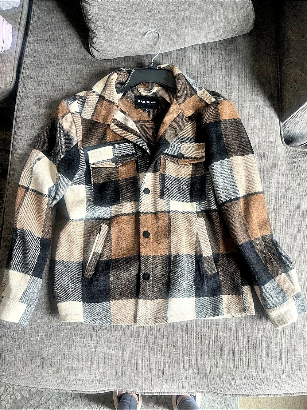 Parisian Checkered Jacket in Brown & Black Size Small Like New